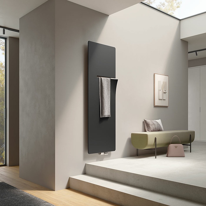 Ineo Ausführung links Ineo Bad- und Wohnheizkörper in Ausführung link und der Farbe Onyx im Eingangsbereich