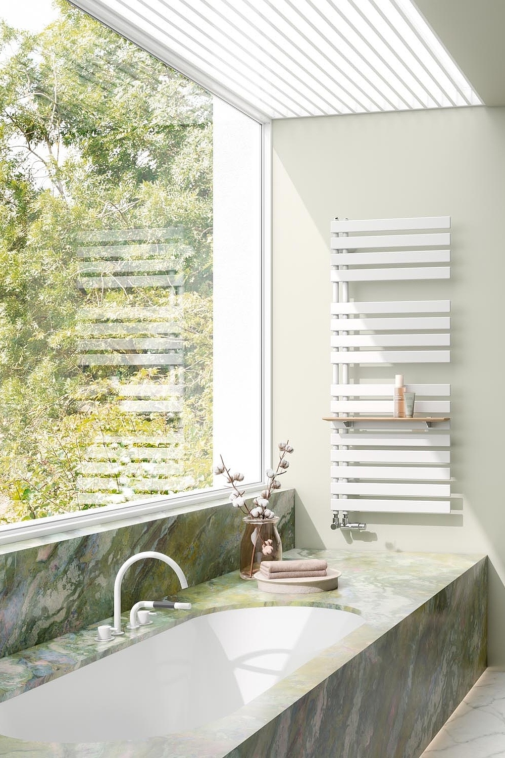 Kermi Credo Half flat design and bathroom radiators – open at the side, with flat transverse pipes.