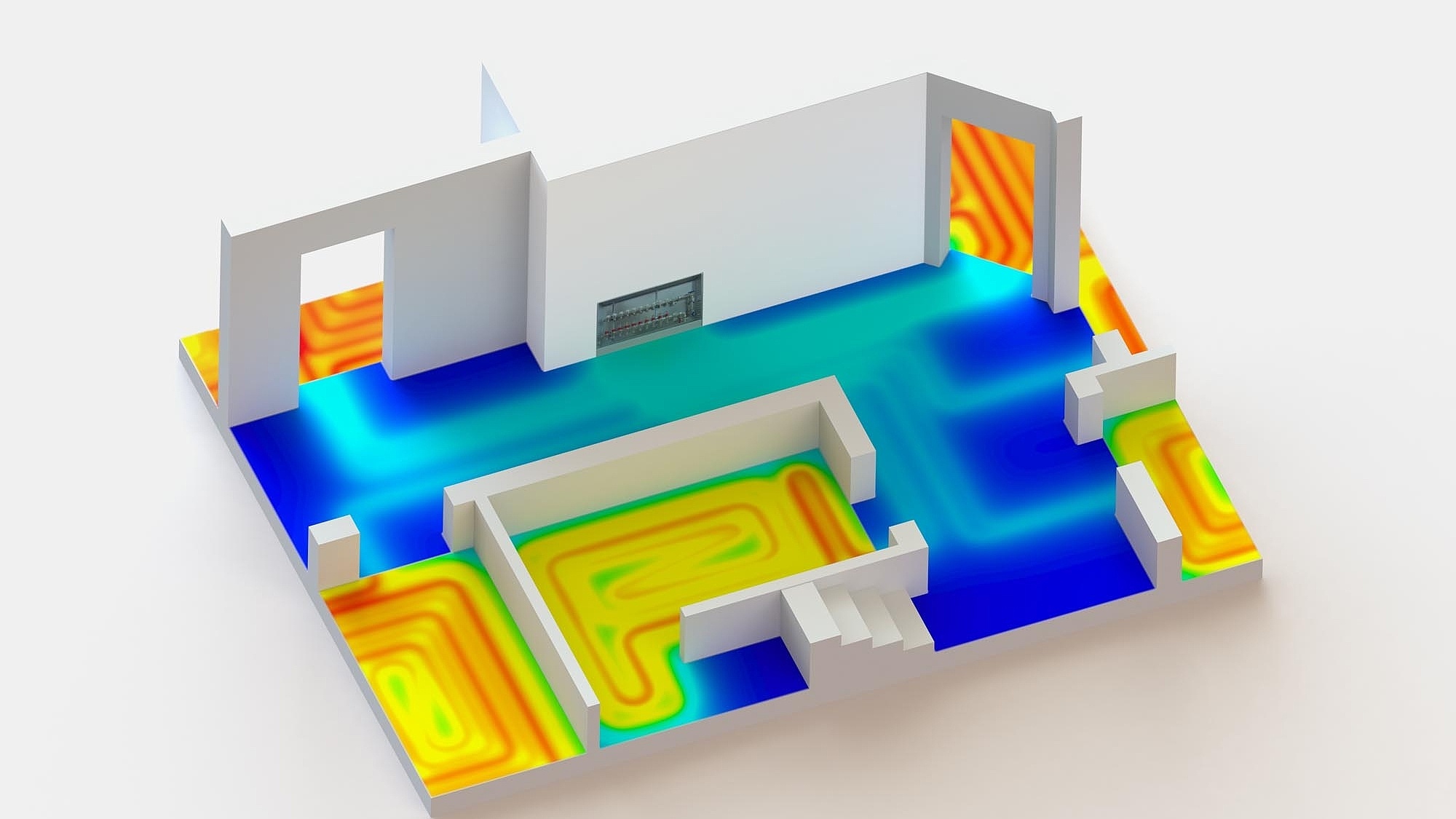 Kermi x-net connect system – GEG-compliant underfloor heating in apartment hallways with increased impact sound protection.