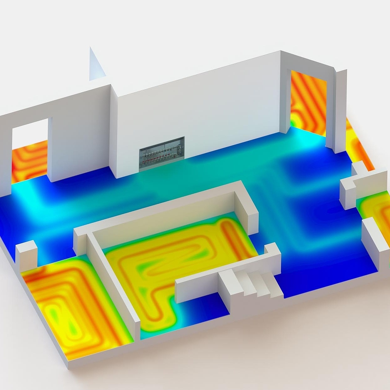 Kermi x-net connect system – GEG-compliant underfloor heating in apartment hallways with increased impact sound protection.