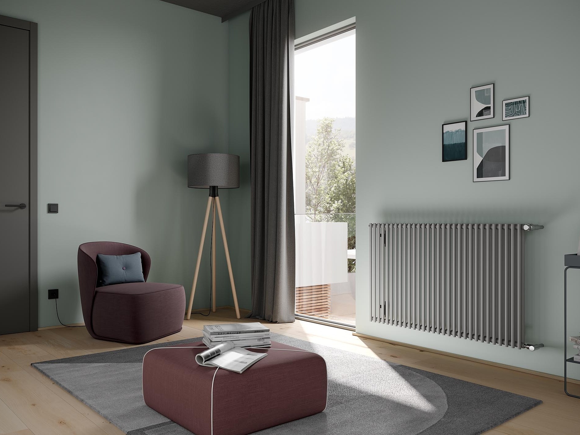 Kermi Pio design and bathroom radiators available in different heights and lengths.